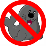 A cute seal with a red crossed circle over it signifying the resolutions against the state using county seals