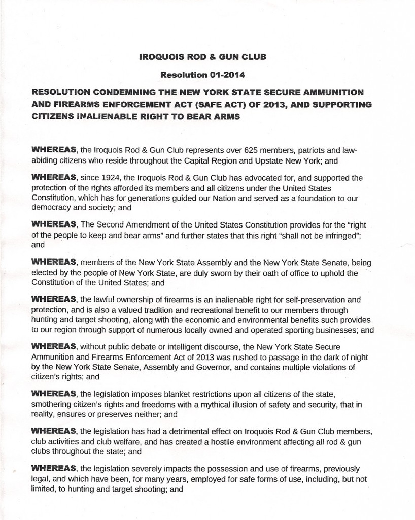 Iroquois Rod Gun Club Resolution Page 1