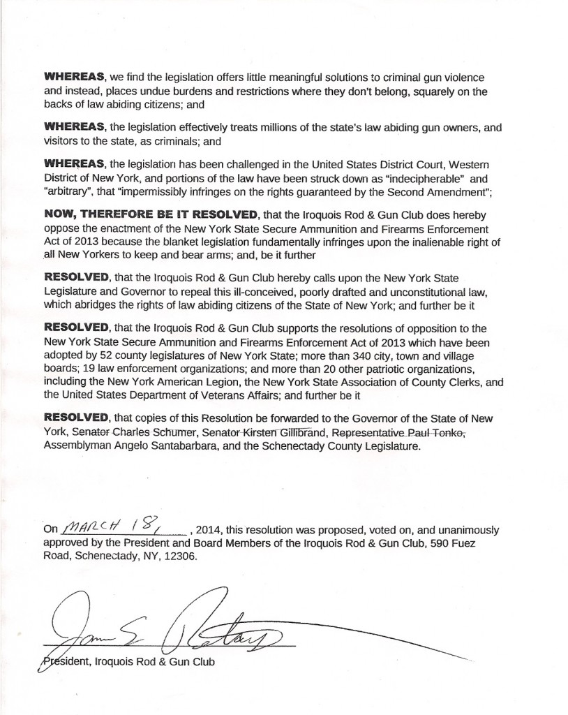 Iroquois Rod Gun Club Resolution Page 2